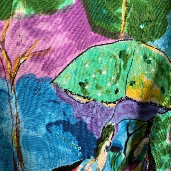 Y2K Vtg Keren Hart Womens Cotton Artsy Jacket 1X Abstract Lightweight Button Up - Picture 7 of 7